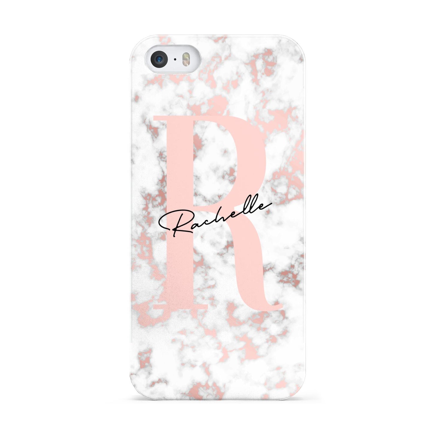 Monogrammed Rose Gold Marble Apple iPhone 5 Case