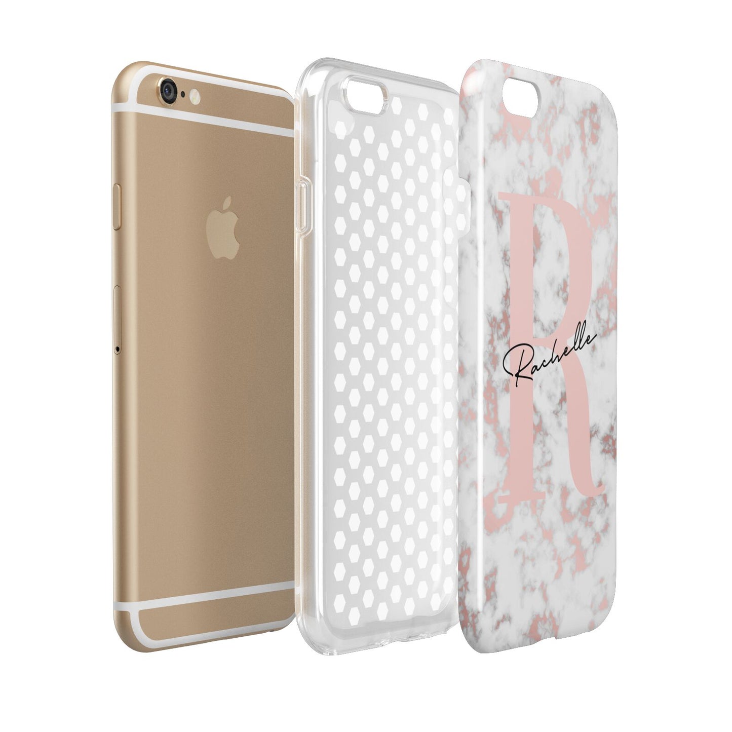 Monogrammed Rose Gold Marble Apple iPhone 6 3D Tough Case Expanded view