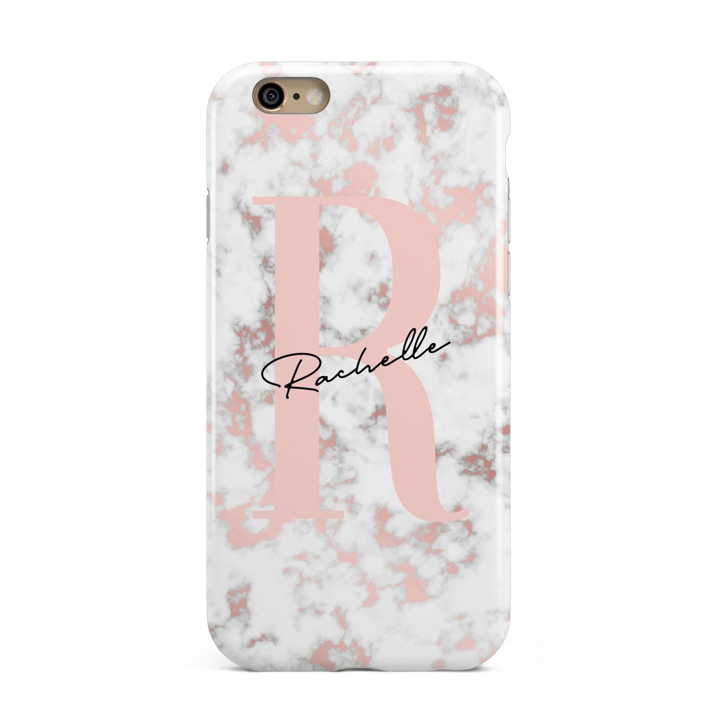 Monogrammed Rose Gold Marble Apple iPhone 6 3D Tough Case