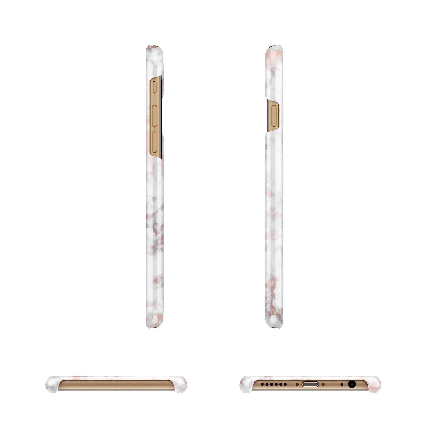 Monogrammed Rose Gold Marble Apple iPhone 6 3D Wrap Snap Case Angled Images