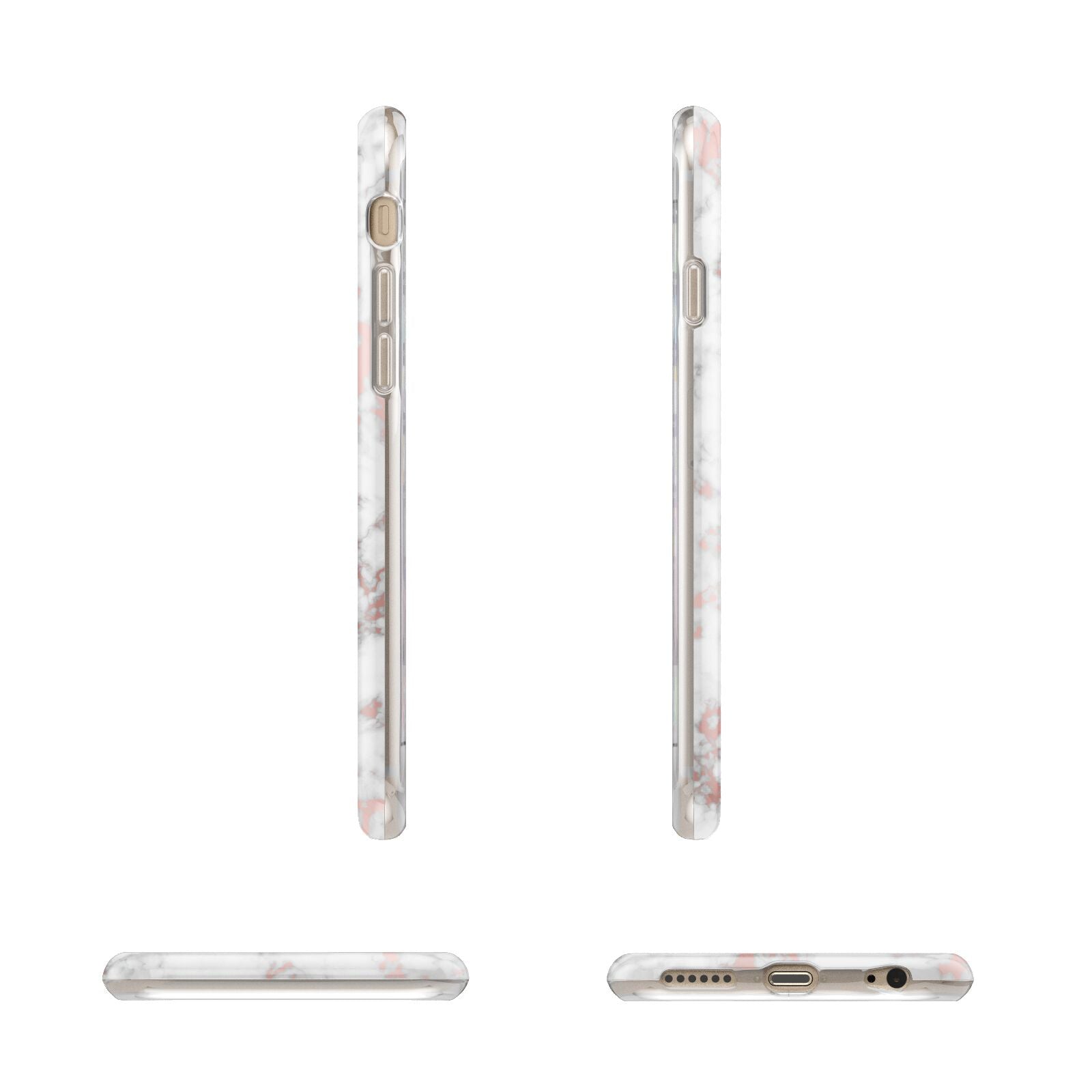 Monogrammed Rose Gold Marble Apple iPhone 6 3D Wrap Tough Case Alternative Image Angles