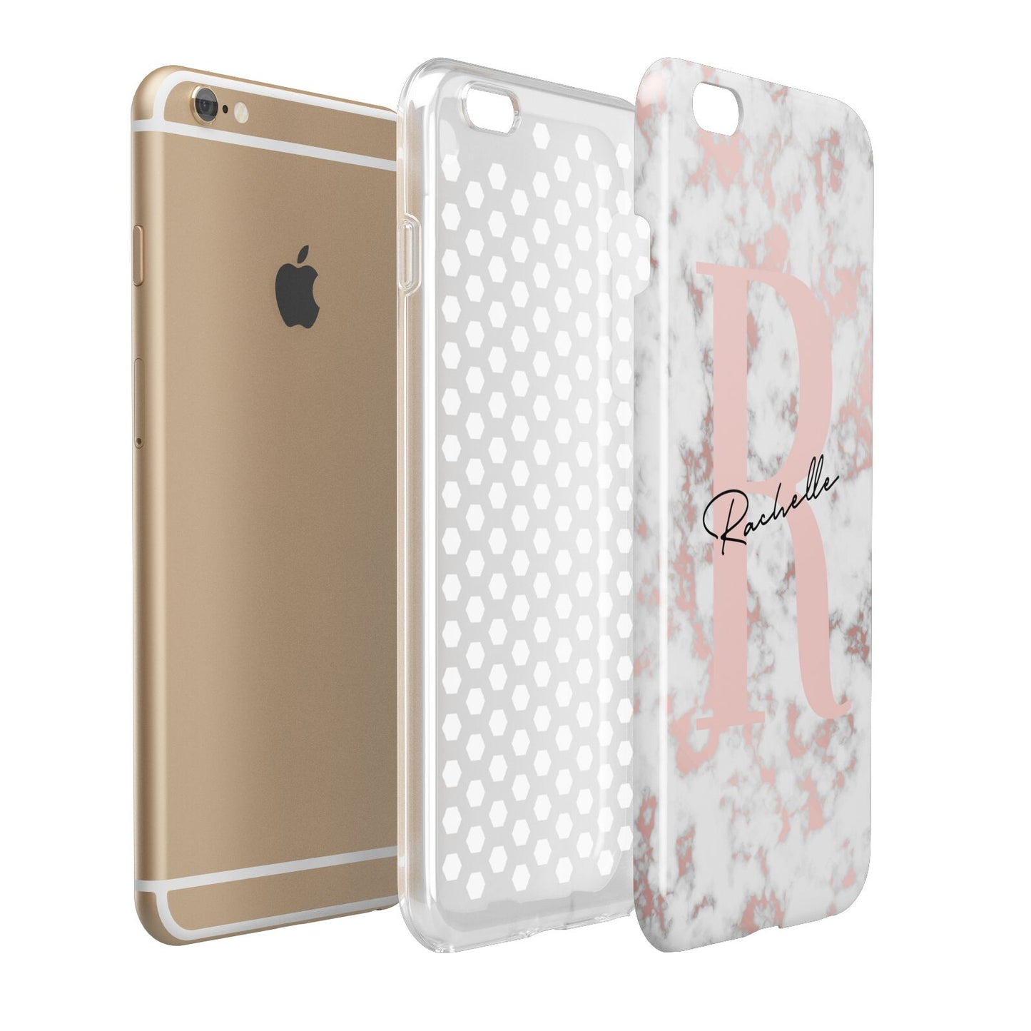 Monogrammed Rose Gold Marble Apple iPhone 6 Plus 3D Tough Case Expand Detail Image