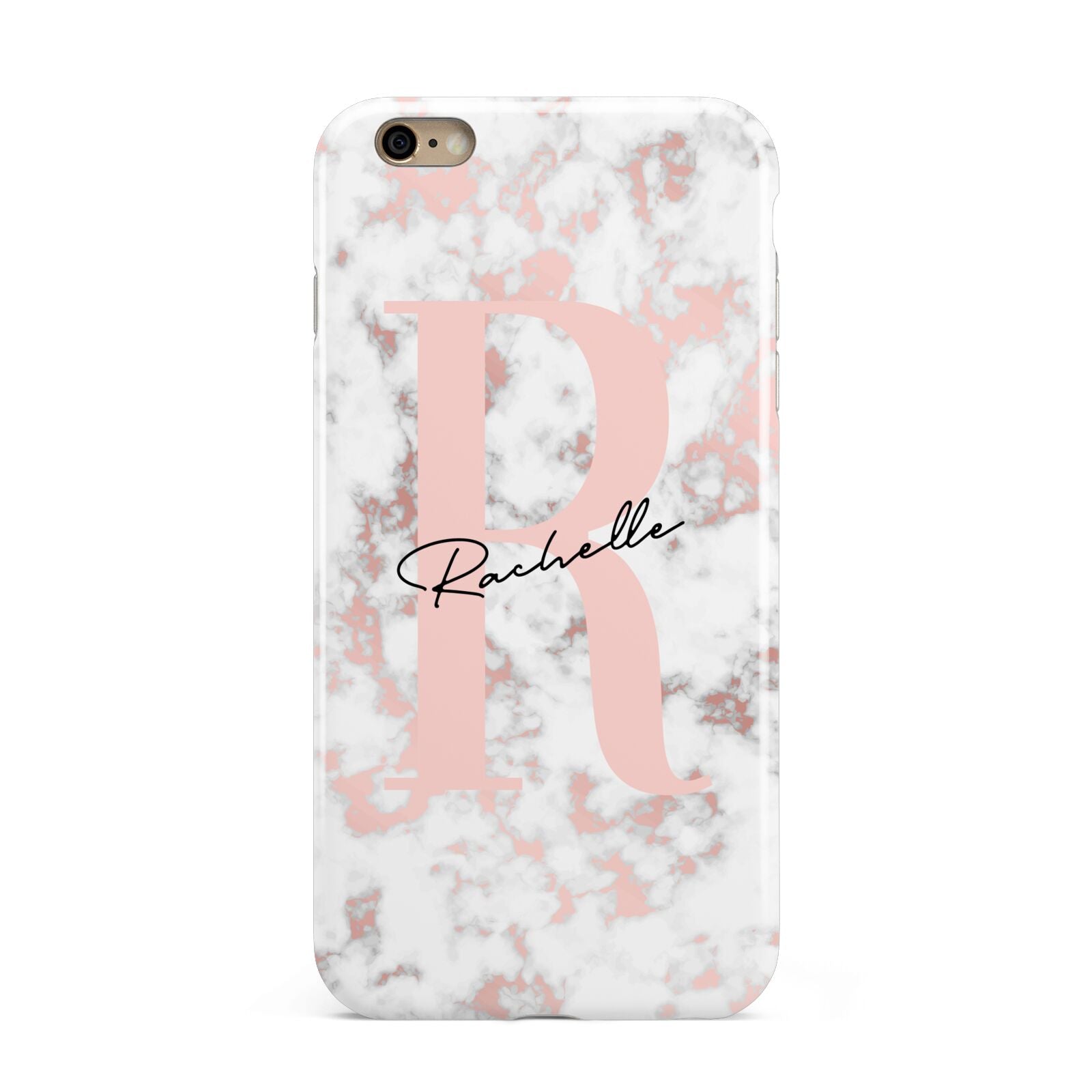 Monogrammed Rose Gold Marble Apple iPhone 6 Plus 3D Tough Case
