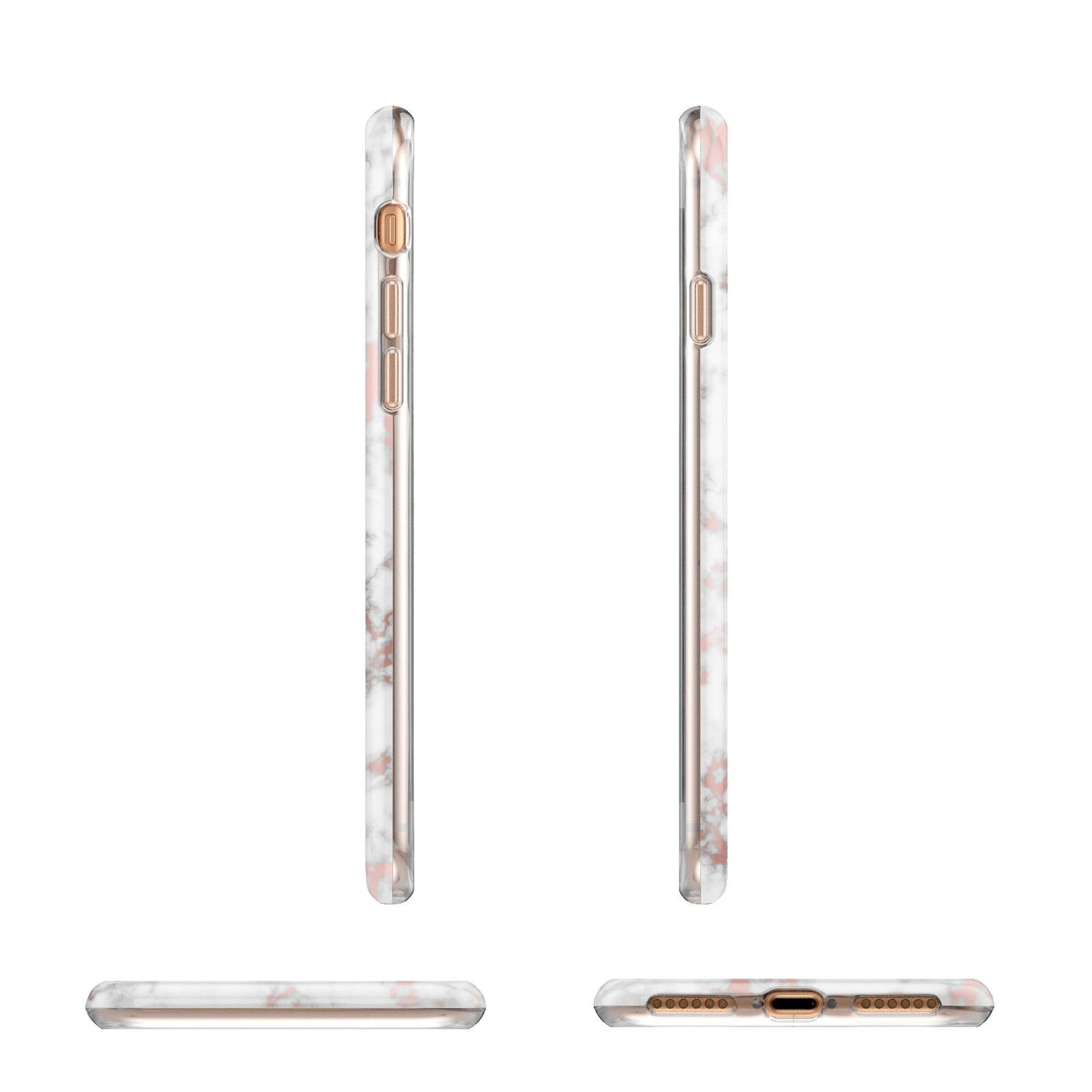 Monogrammed Rose Gold Marble Apple iPhone 7 8 3D Wrap Tough Case Alternative Image Angles