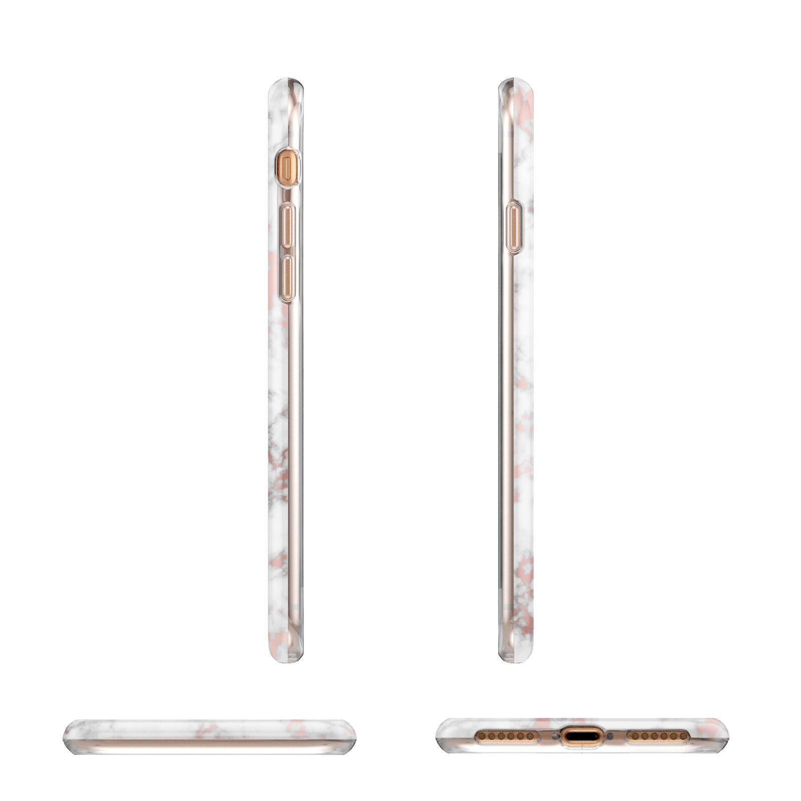 Monogrammed Rose Gold Marble Apple iPhone 7 8 3D Wrap Tough Case Alternative Image Angles