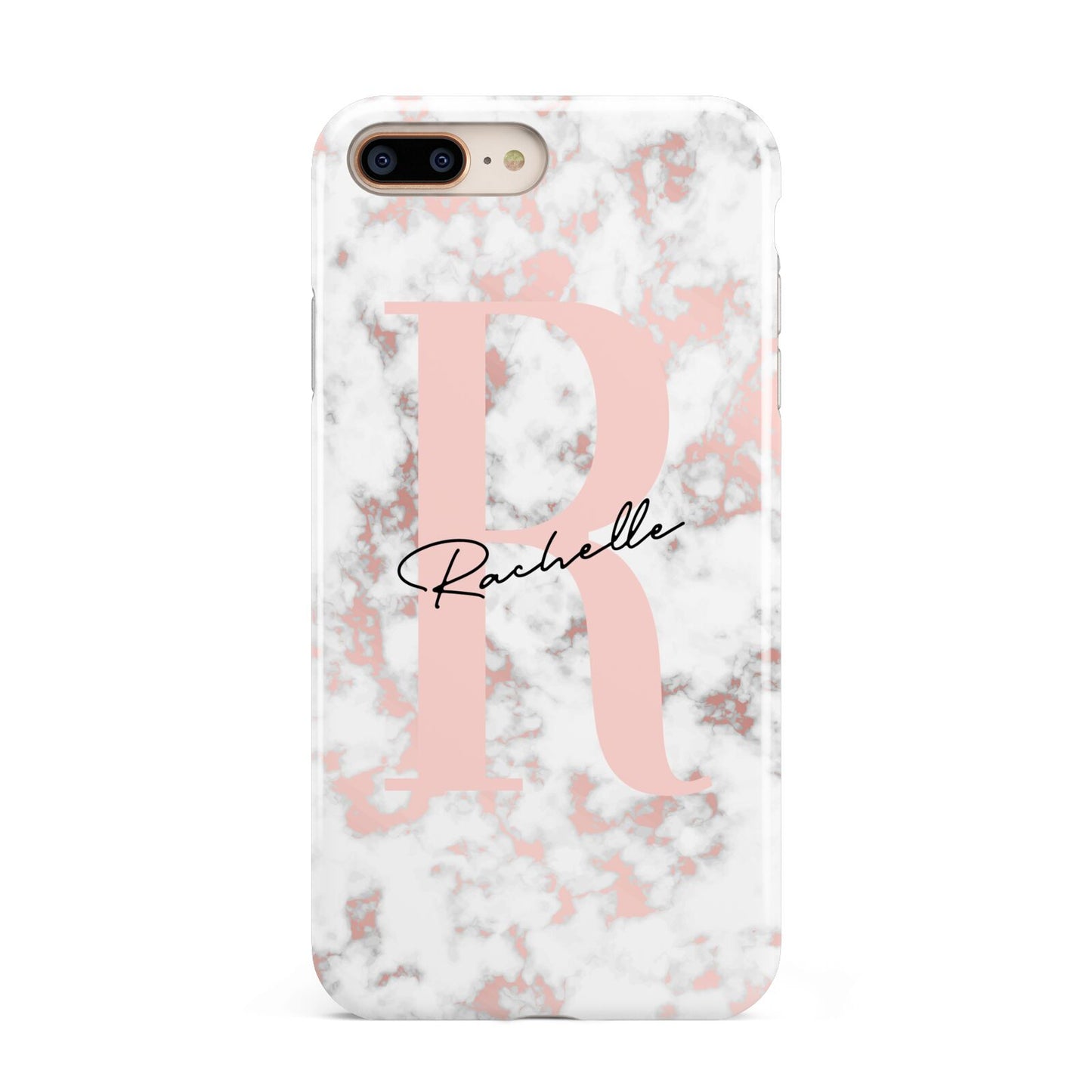 Monogrammed Rose Gold Marble Apple iPhone 7 8 Plus 3D Tough Case
