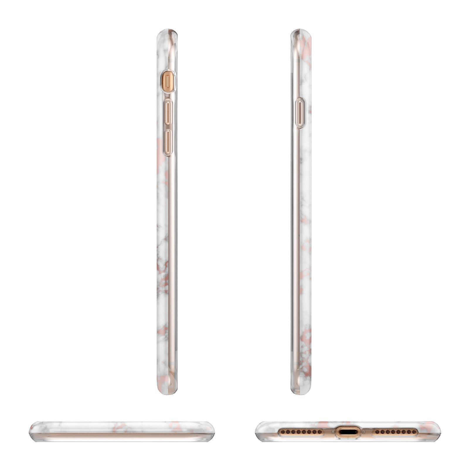 Monogrammed Rose Gold Marble Apple iPhone 7 8 Plus 3D Wrap Tough Case Alternative Image Angles