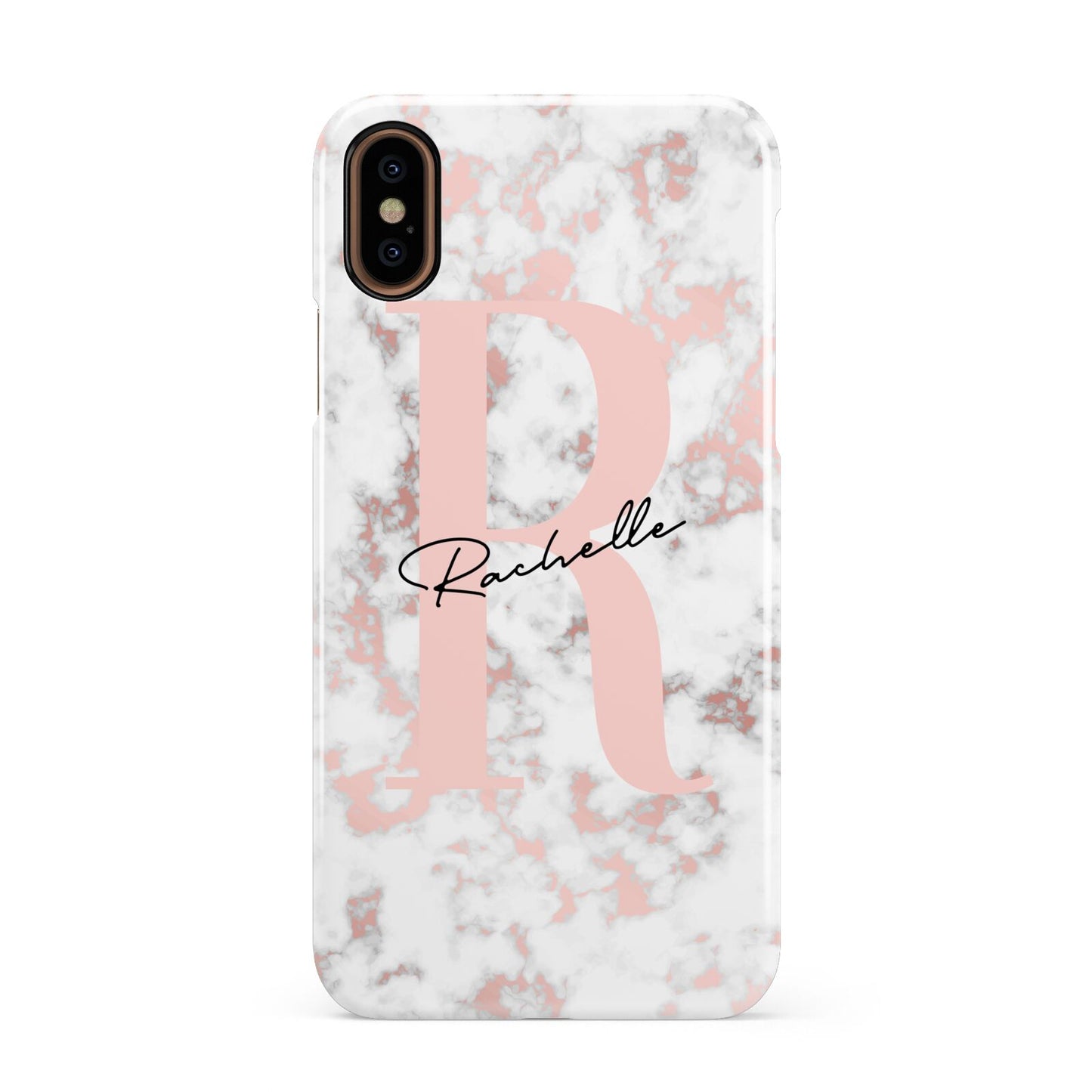 Monogrammed Rose Gold Marble Apple iPhone XS 3D Snap Case