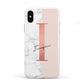 Monogrammed Rose Gold Marble Apple iPhone XS 3D Tough