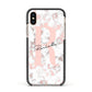Monogrammed Rose Gold Marble Apple iPhone Xs Impact Case Black Edge on Gold Phone