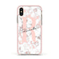 Monogrammed Rose Gold Marble Apple iPhone Xs Impact Case Pink Edge on Gold Phone