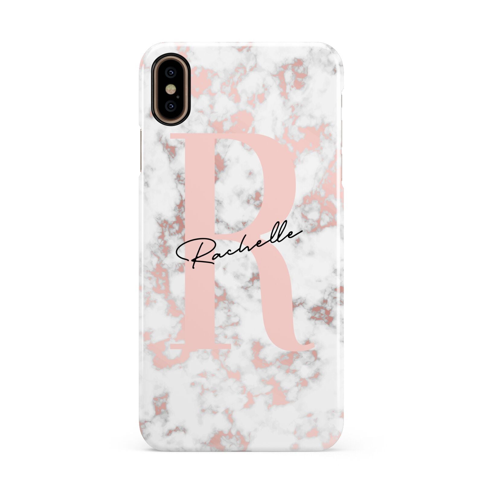 Monogrammed Rose Gold Marble Apple iPhone Xs Max 3D Snap Case