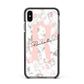 Monogrammed Rose Gold Marble Apple iPhone Xs Max Impact Case Black Edge on Black Phone