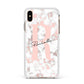 Monogrammed Rose Gold Marble Apple iPhone Xs Max Impact Case White Edge on Gold Phone