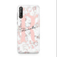 Monogrammed Rose Gold Marble Huawei Enjoy 10s Phone Case