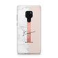 Monogrammed Rose Gold Marble Huawei Mate 20 Phone Case