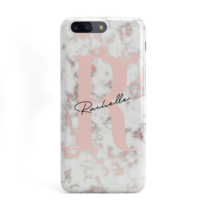 Monogrammed Rose Gold Marble OnePlus Case