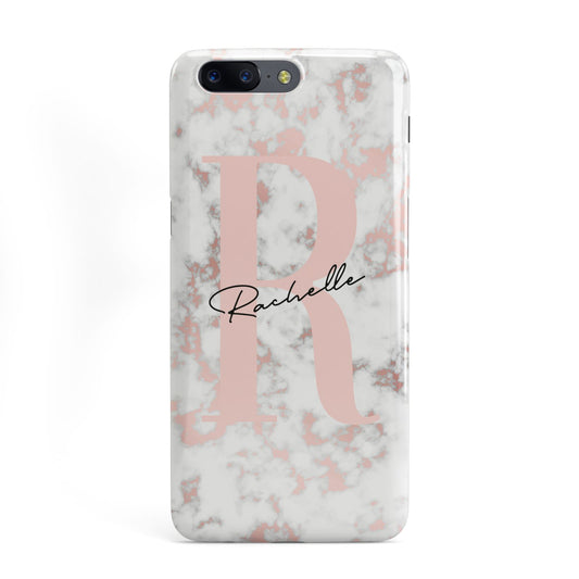 Monogrammed Rose Gold Marble OnePlus Case