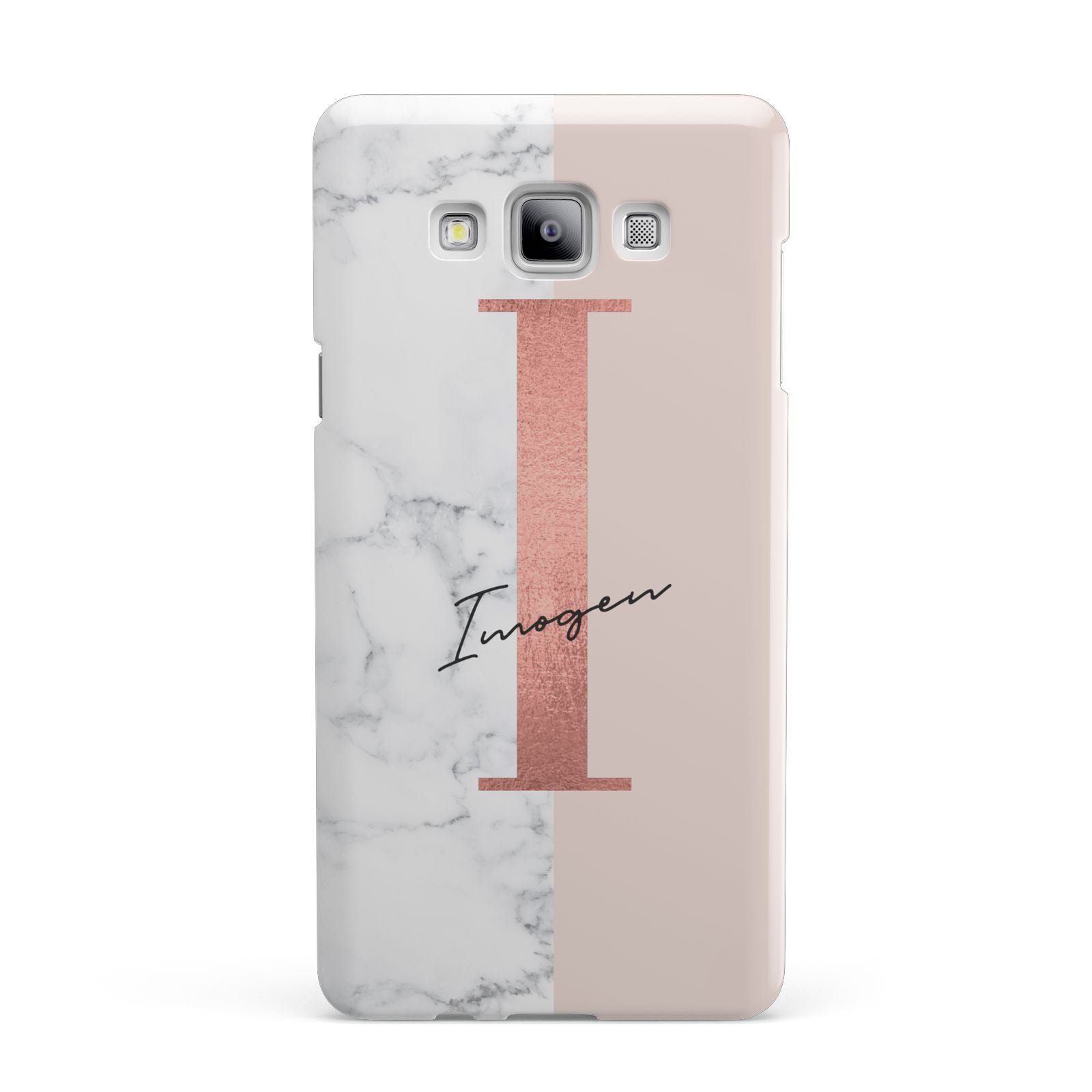 Monogrammed Rose Gold Marble Samsung Galaxy A7 2015 Case