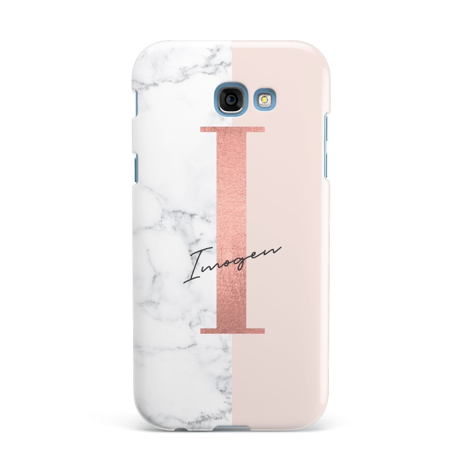 Monogrammed Rose Gold Marble Samsung Galaxy A7 2017 Case