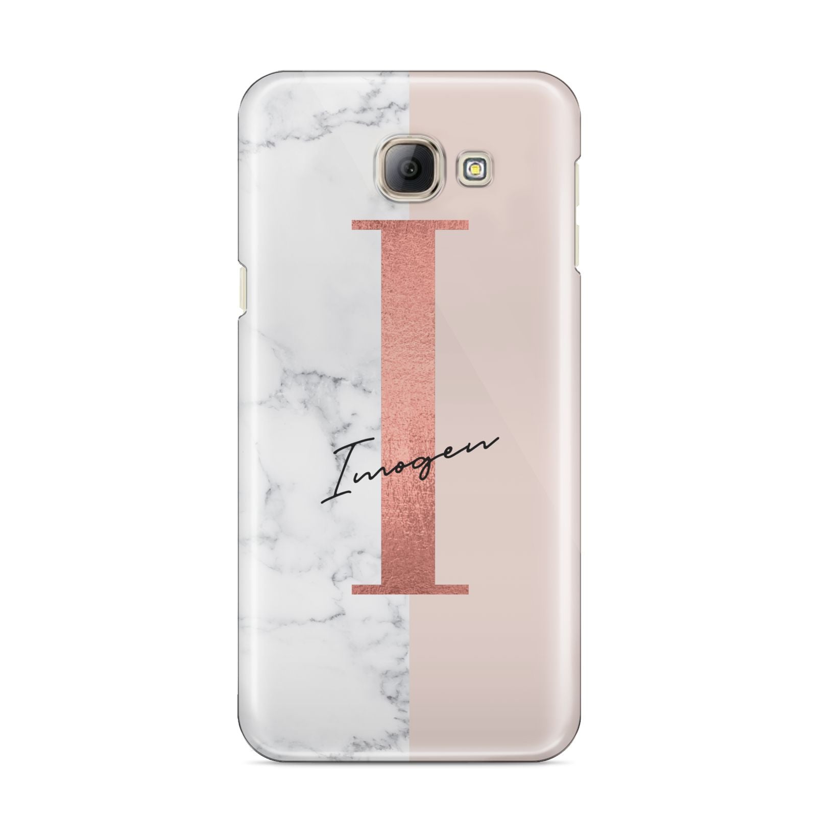 Monogrammed Rose Gold Marble Samsung Galaxy A8 2016 Case