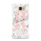 Monogrammed Rose Gold Marble Samsung Galaxy A9 2016 Case on gold phone