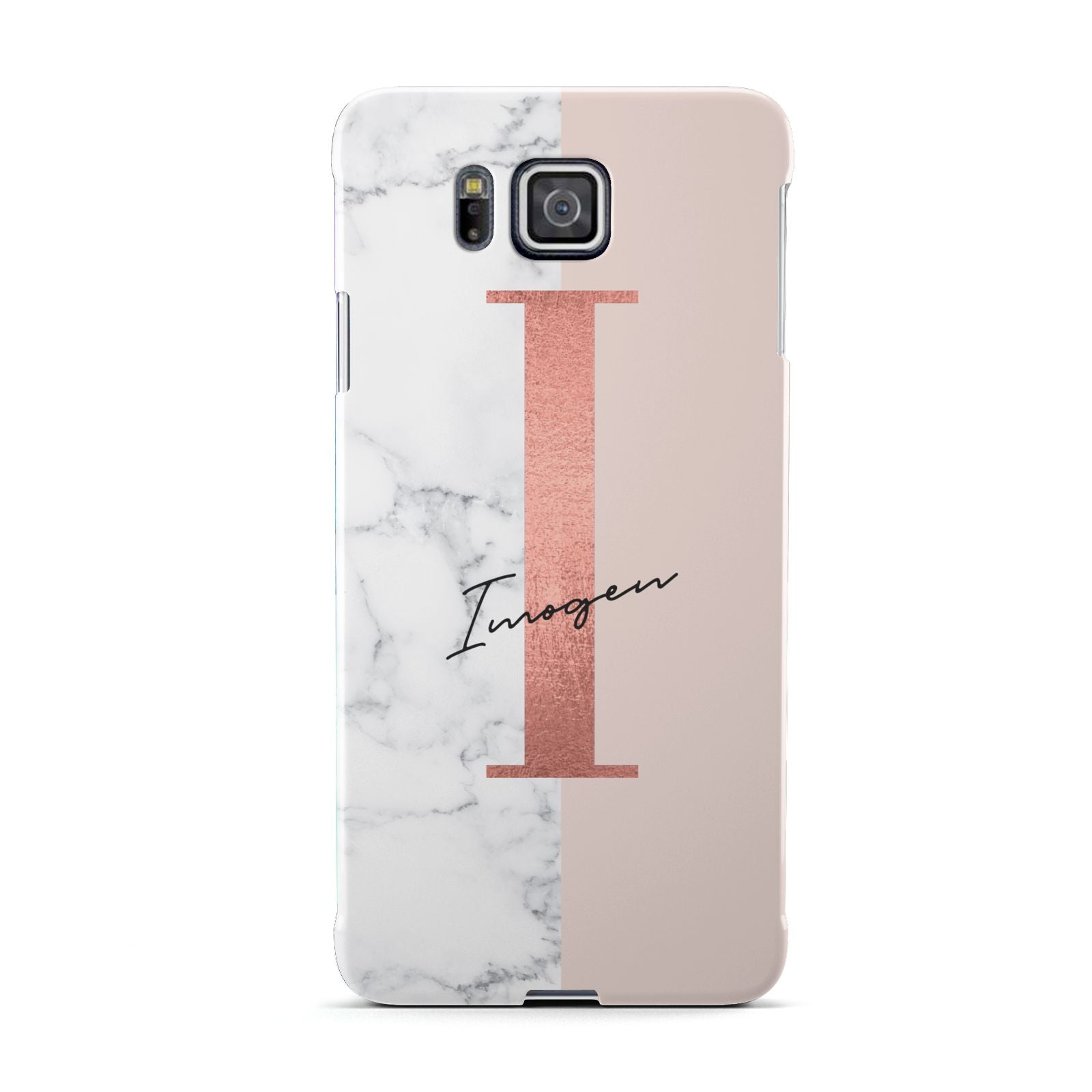 Monogrammed Rose Gold Marble Samsung Galaxy Alpha Case