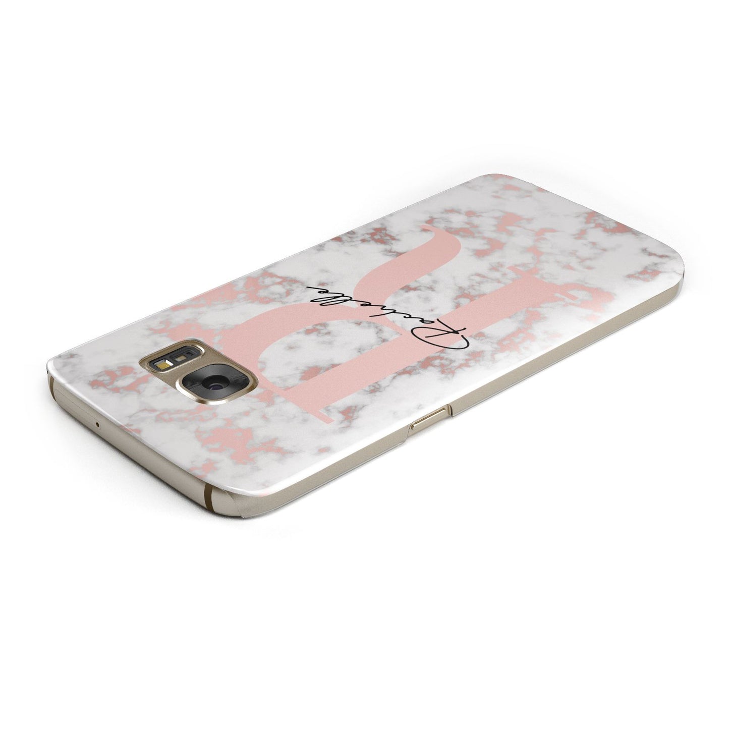 Monogrammed Rose Gold Marble Samsung Galaxy Case Top Cutout