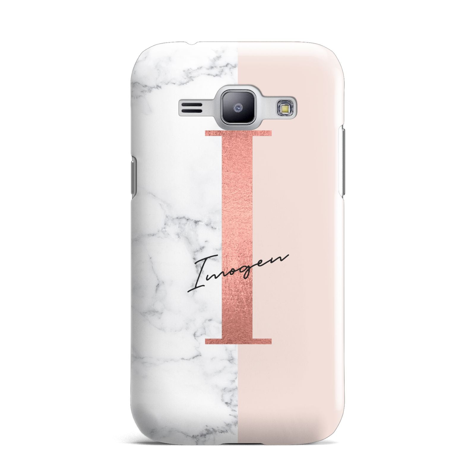 Monogrammed Rose Gold Marble Samsung Galaxy J1 2015 Case