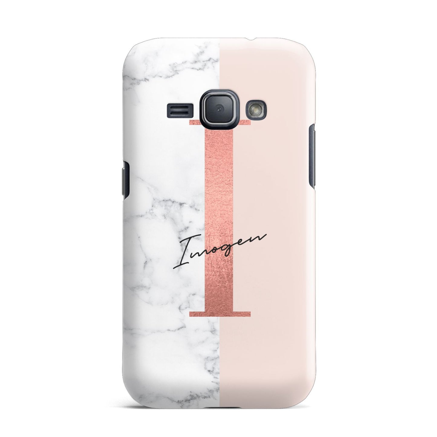 Monogrammed Rose Gold Marble Samsung Galaxy J1 2016 Case