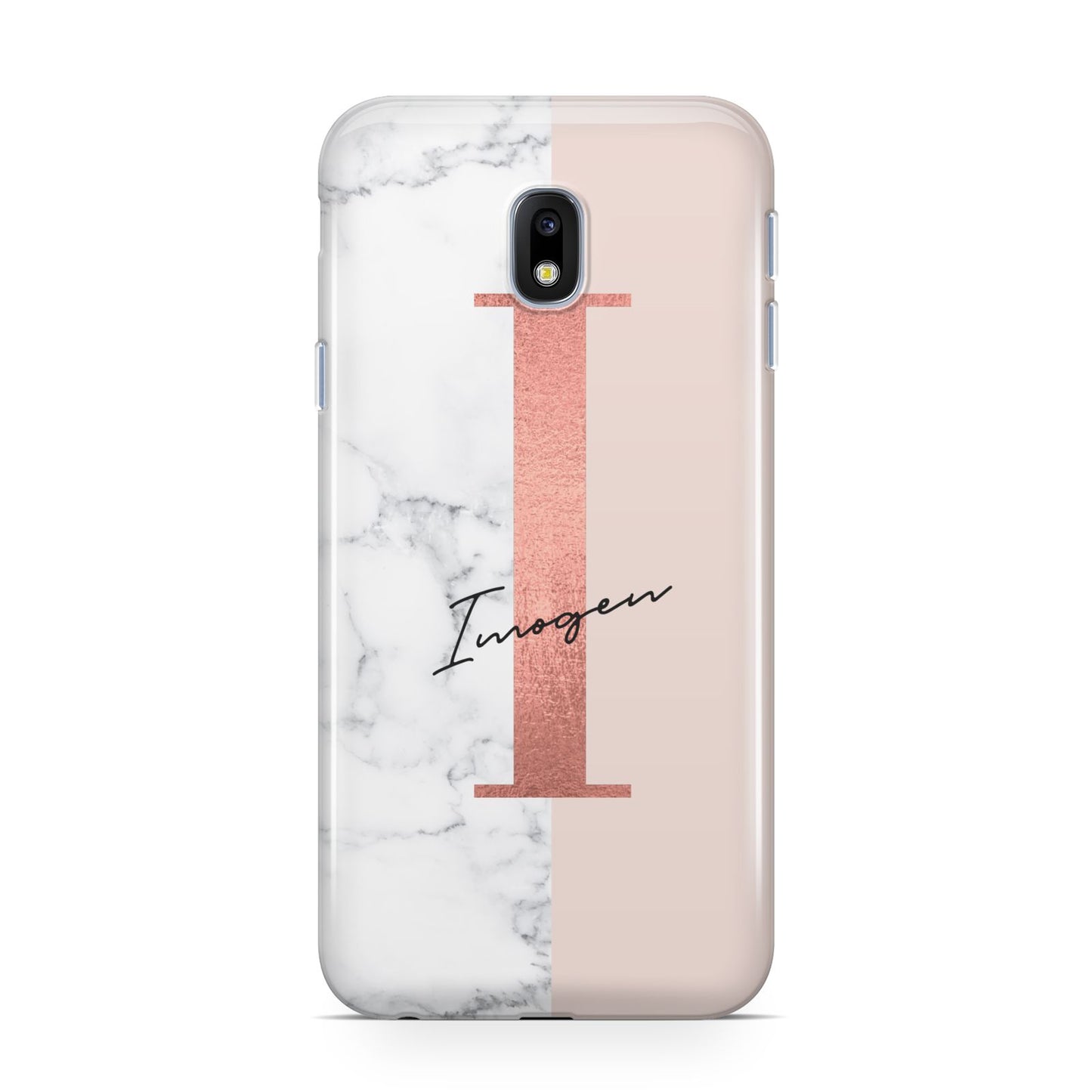 Monogrammed Rose Gold Marble Samsung Galaxy J3 2017 Case