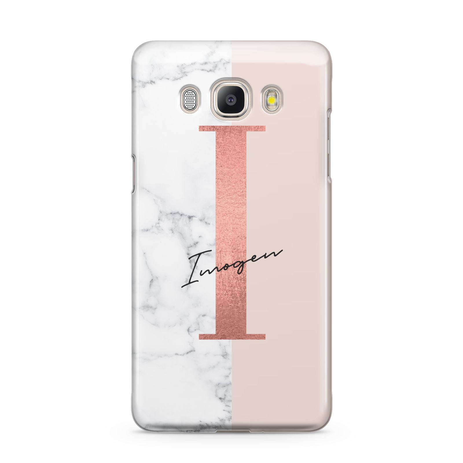 Monogrammed Rose Gold Marble Samsung Galaxy J5 2016 Case