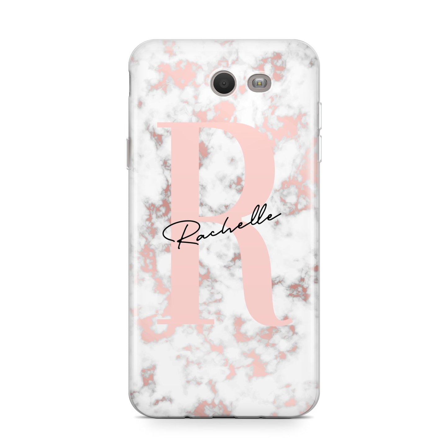 Monogrammed Rose Gold Marble Samsung Galaxy J7 2017 Case