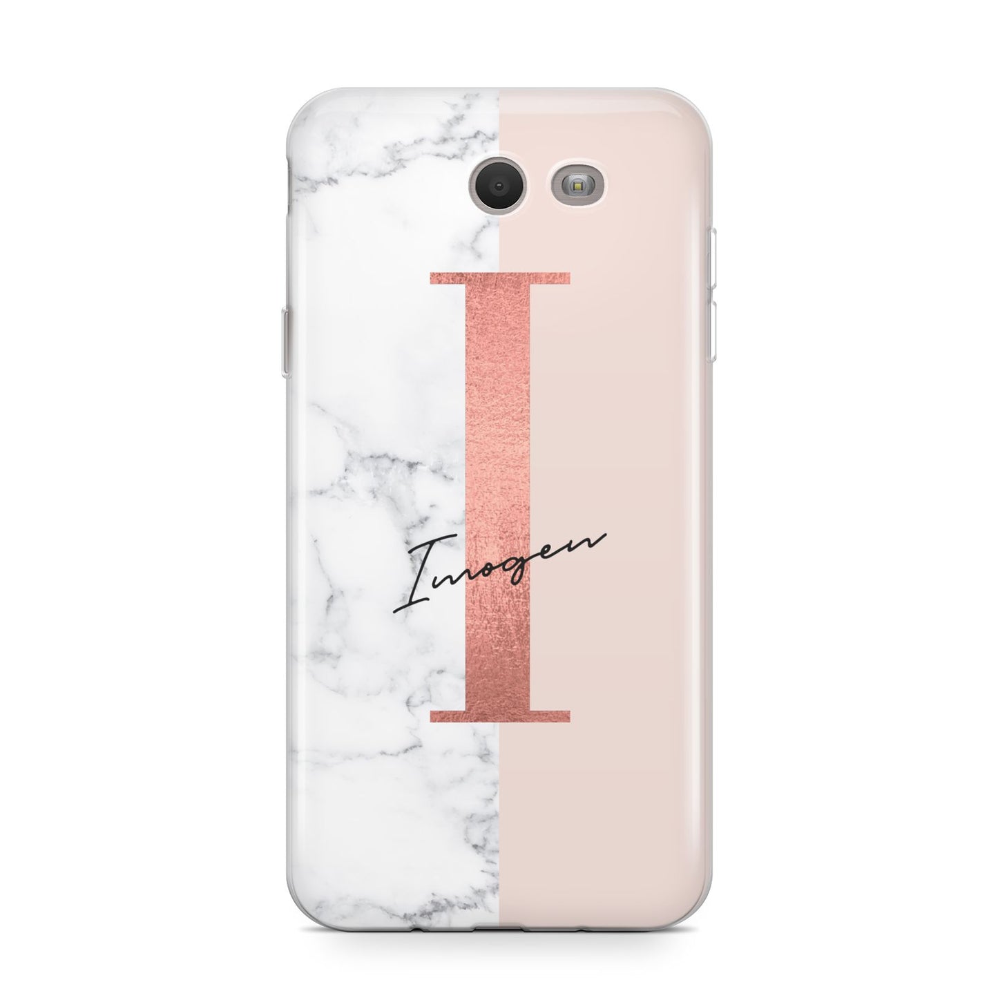Monogrammed Rose Gold Marble Samsung Galaxy J7 2017 Case