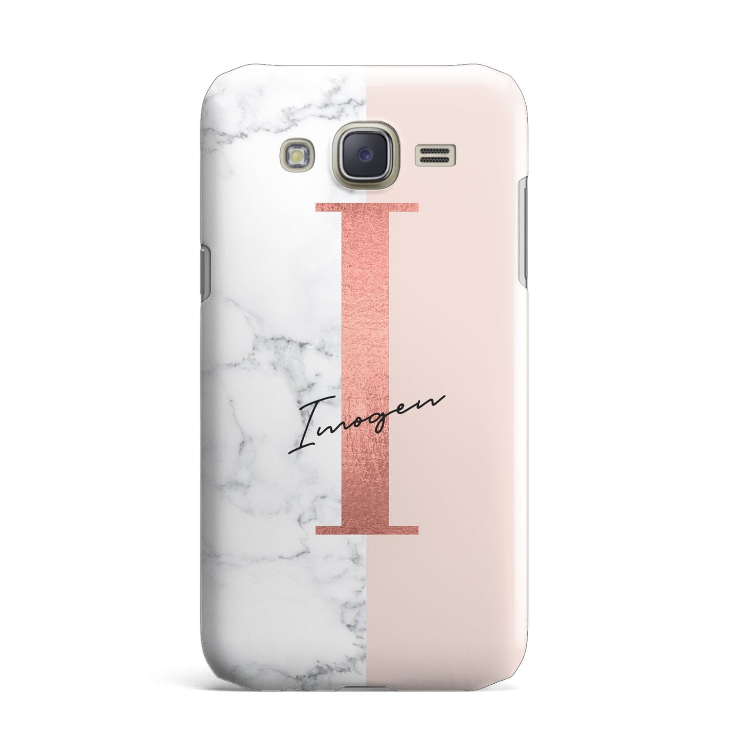 Monogrammed Rose Gold Marble Samsung Galaxy J7 Case