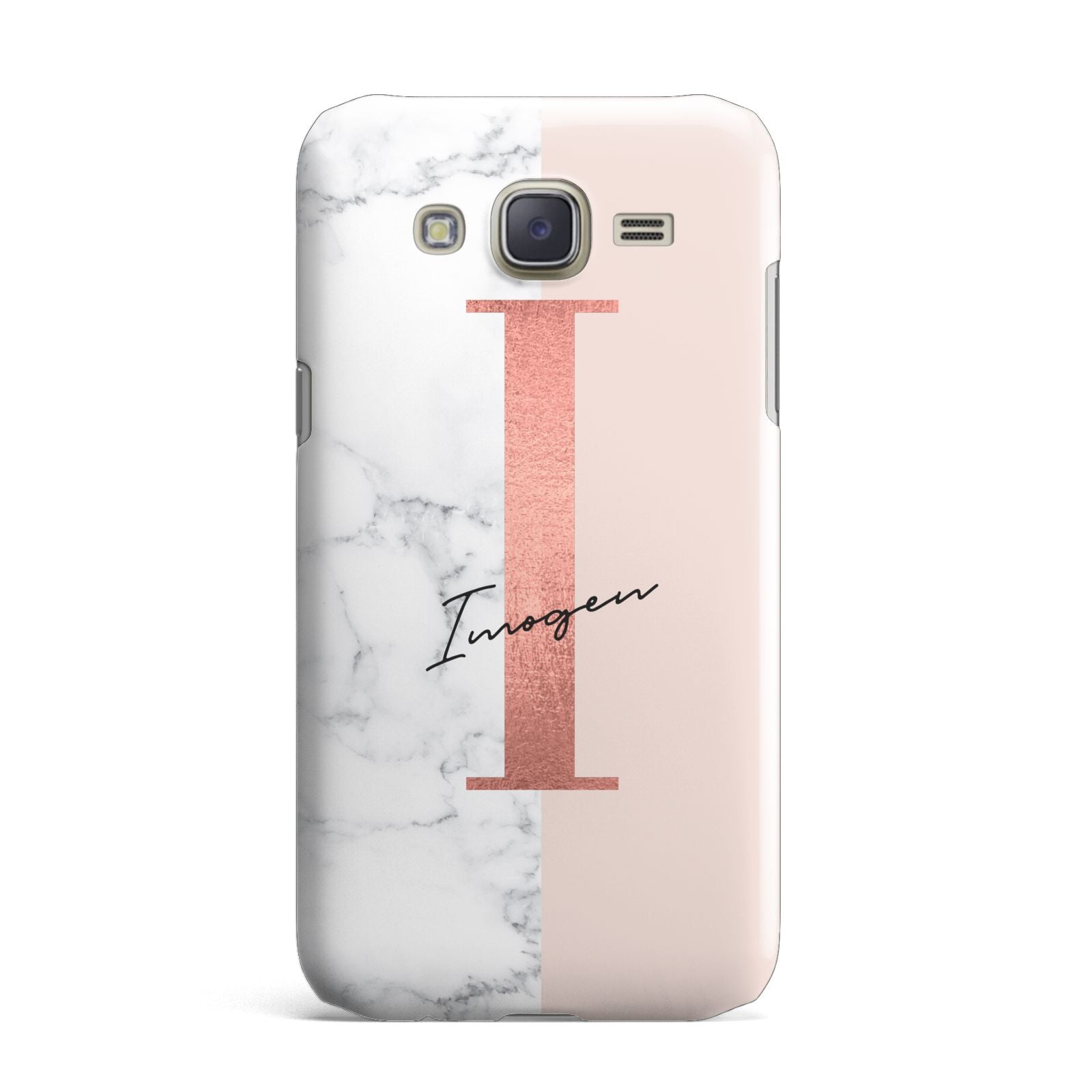Monogrammed Rose Gold Marble Samsung Galaxy J7 Case