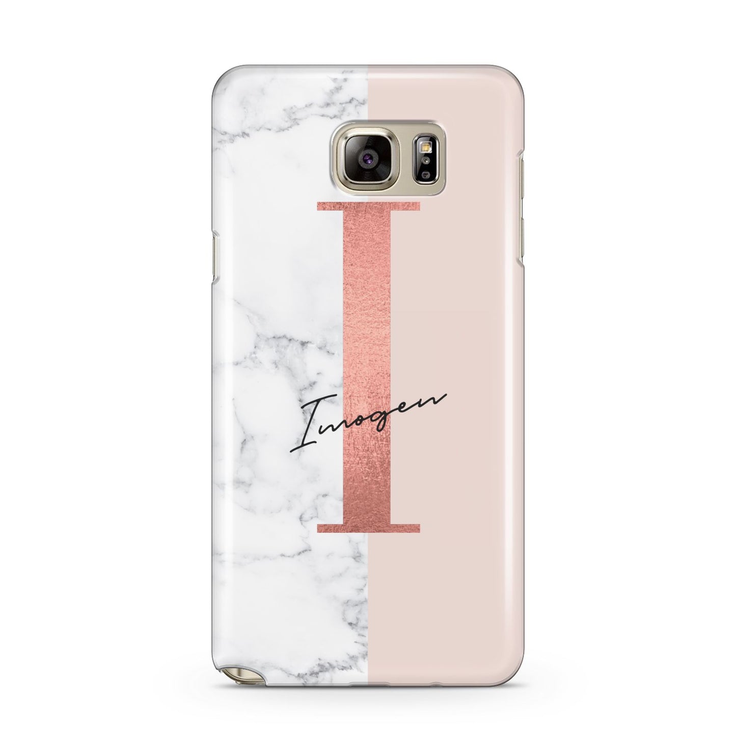 Monogrammed Rose Gold Marble Samsung Galaxy Note 5 Case