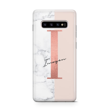 Monogrammed Rose Gold Marble Samsung Galaxy S10 Case