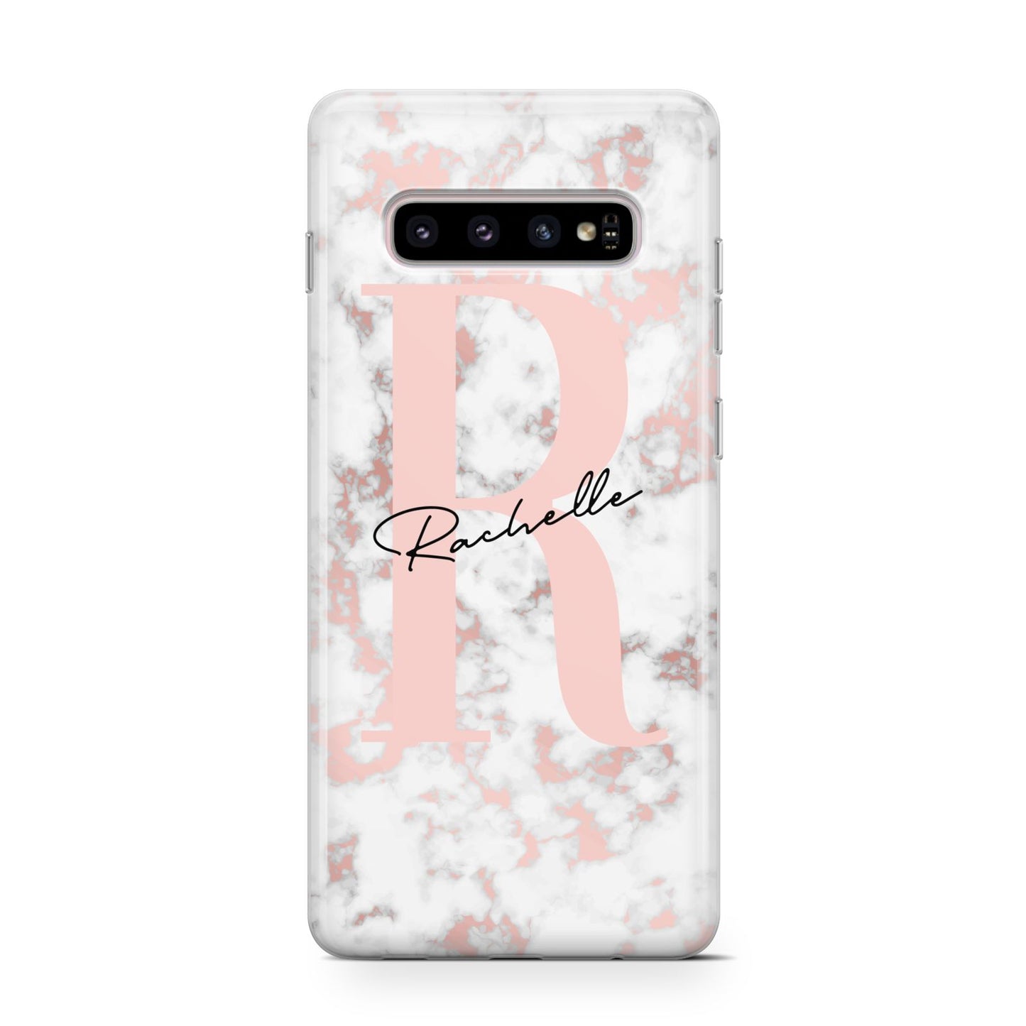 Monogrammed Rose Gold Marble Samsung Galaxy S10 Case