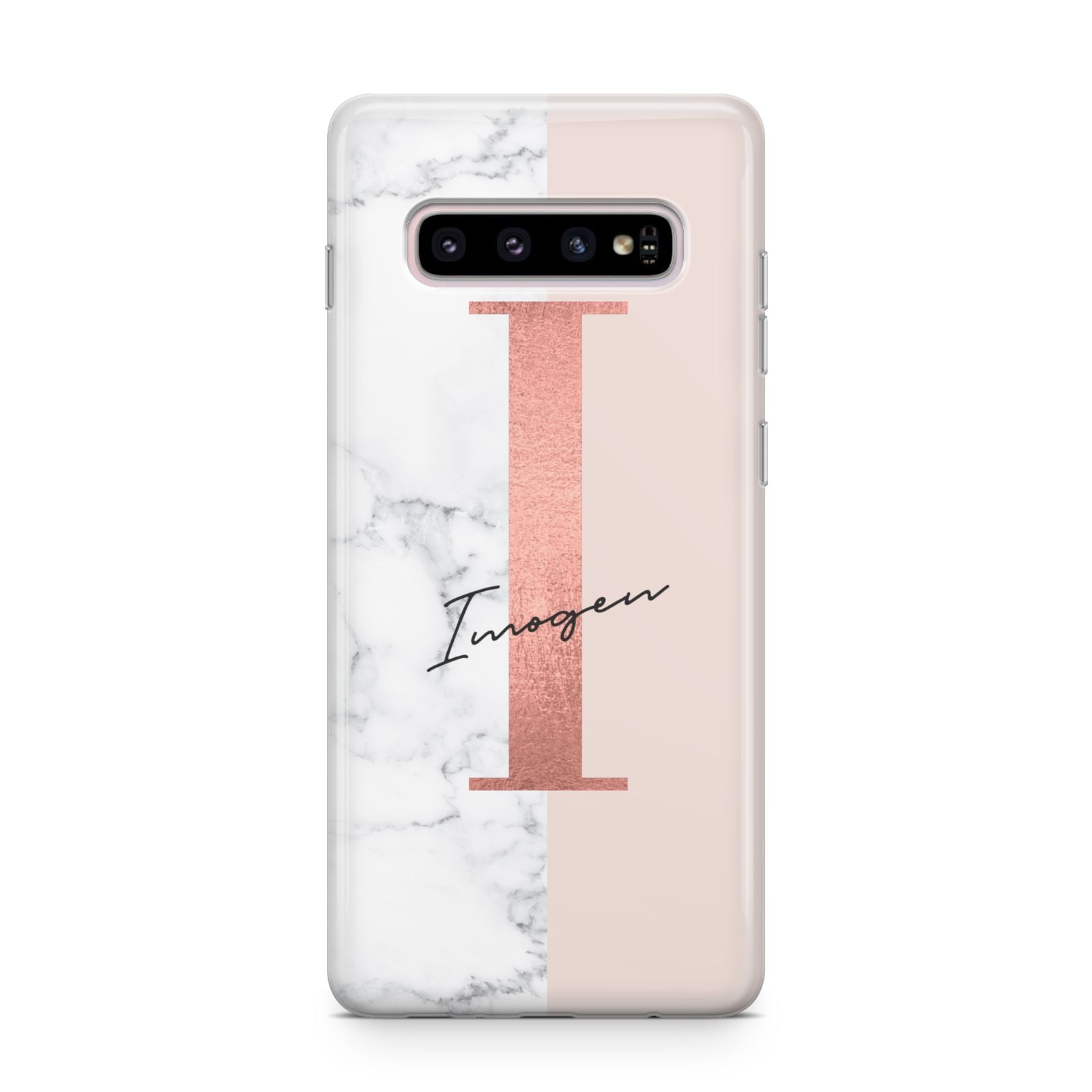 Monogrammed Rose Gold Marble Samsung Galaxy S10 Plus Case