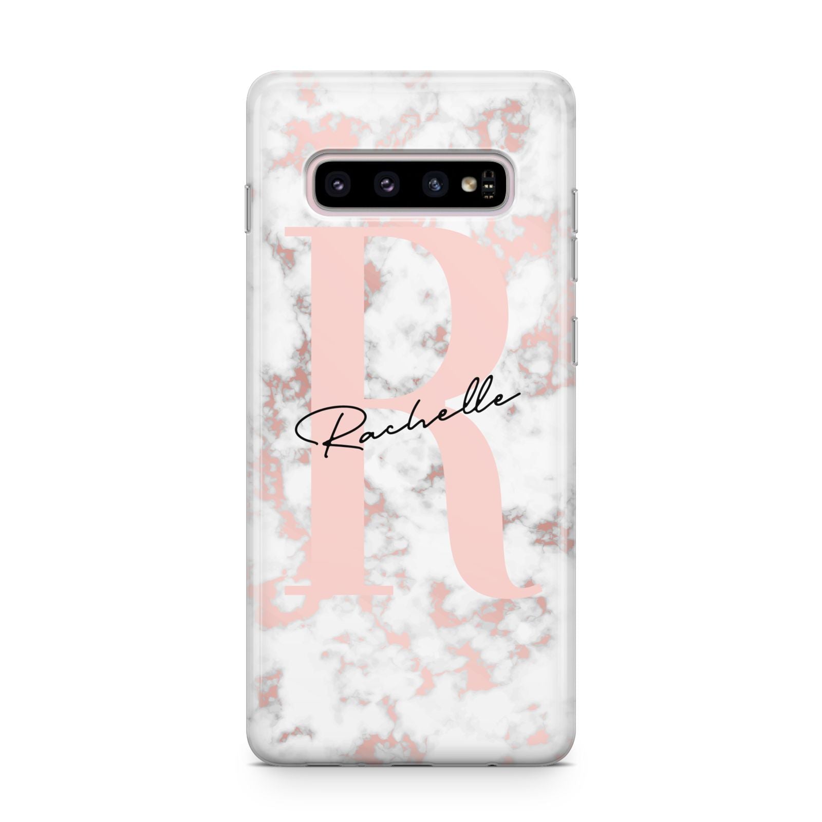 Monogrammed Rose Gold Marble Samsung Galaxy S10 Plus Case