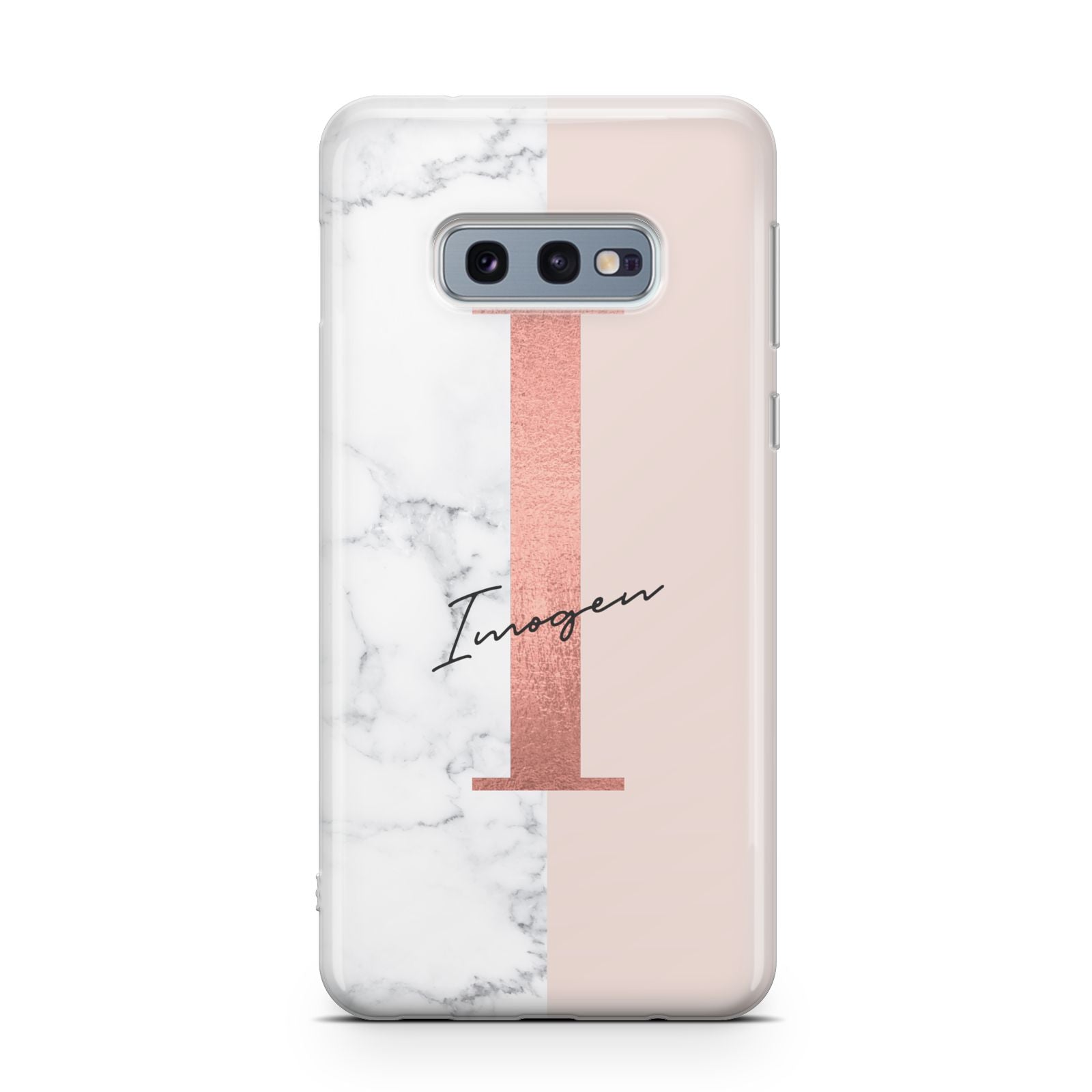 Monogrammed Rose Gold Marble Samsung Galaxy S10E Case
