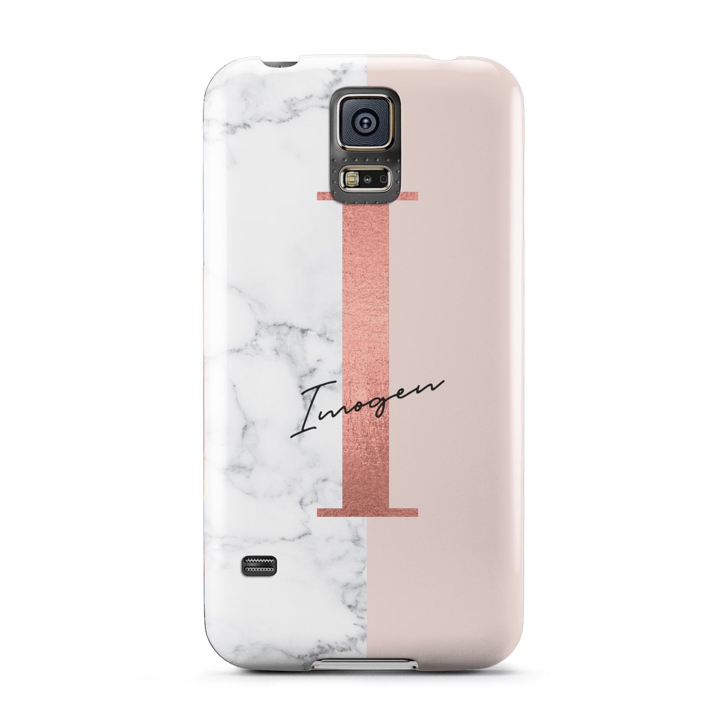 Monogrammed Rose Gold Marble Samsung Galaxy S5 Case