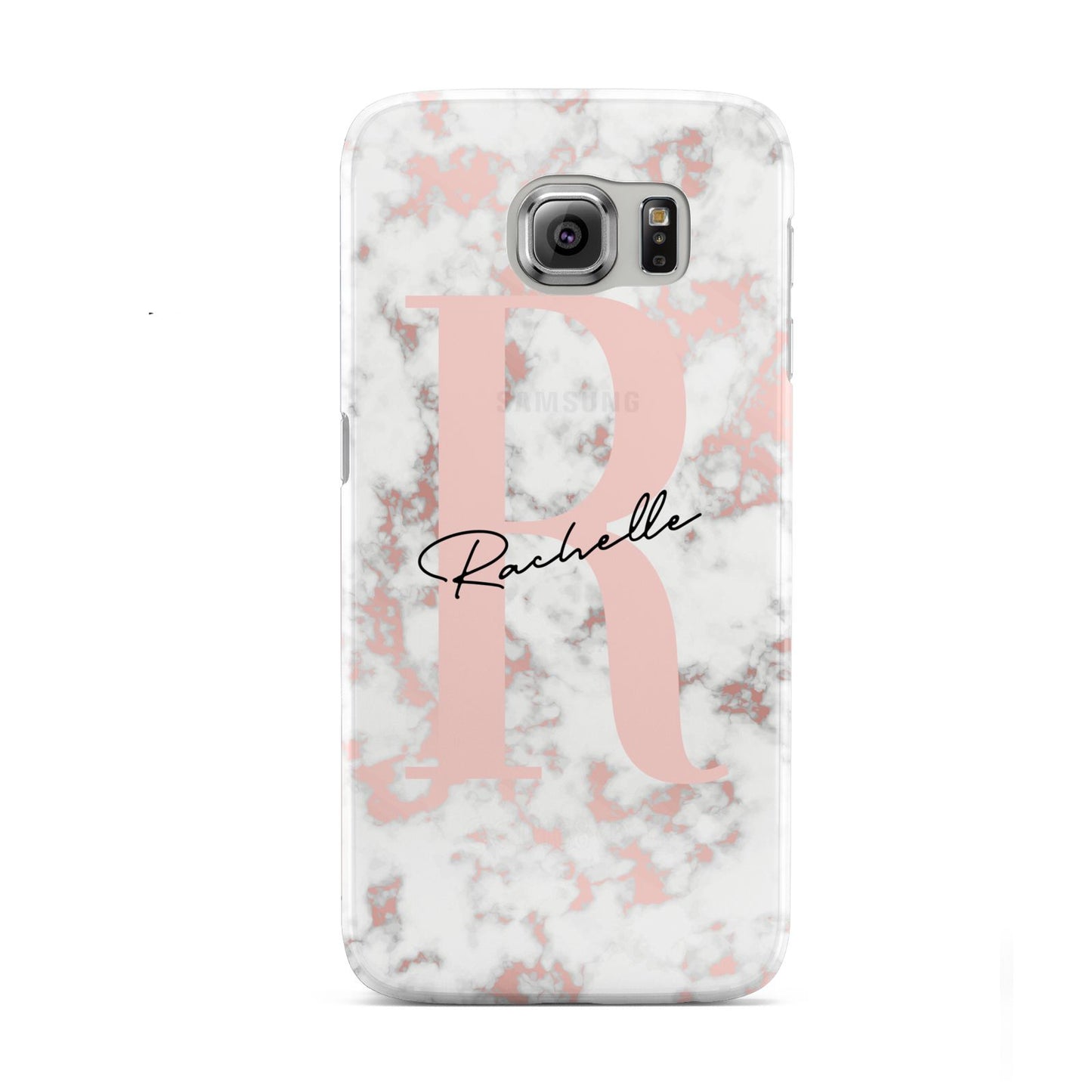 Monogrammed Rose Gold Marble Samsung Galaxy S6 Case