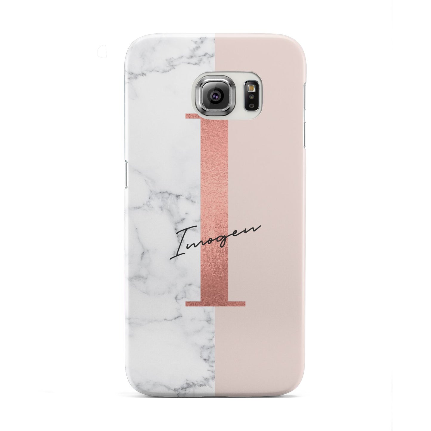 Monogrammed Rose Gold Marble Samsung Galaxy S6 Edge Case