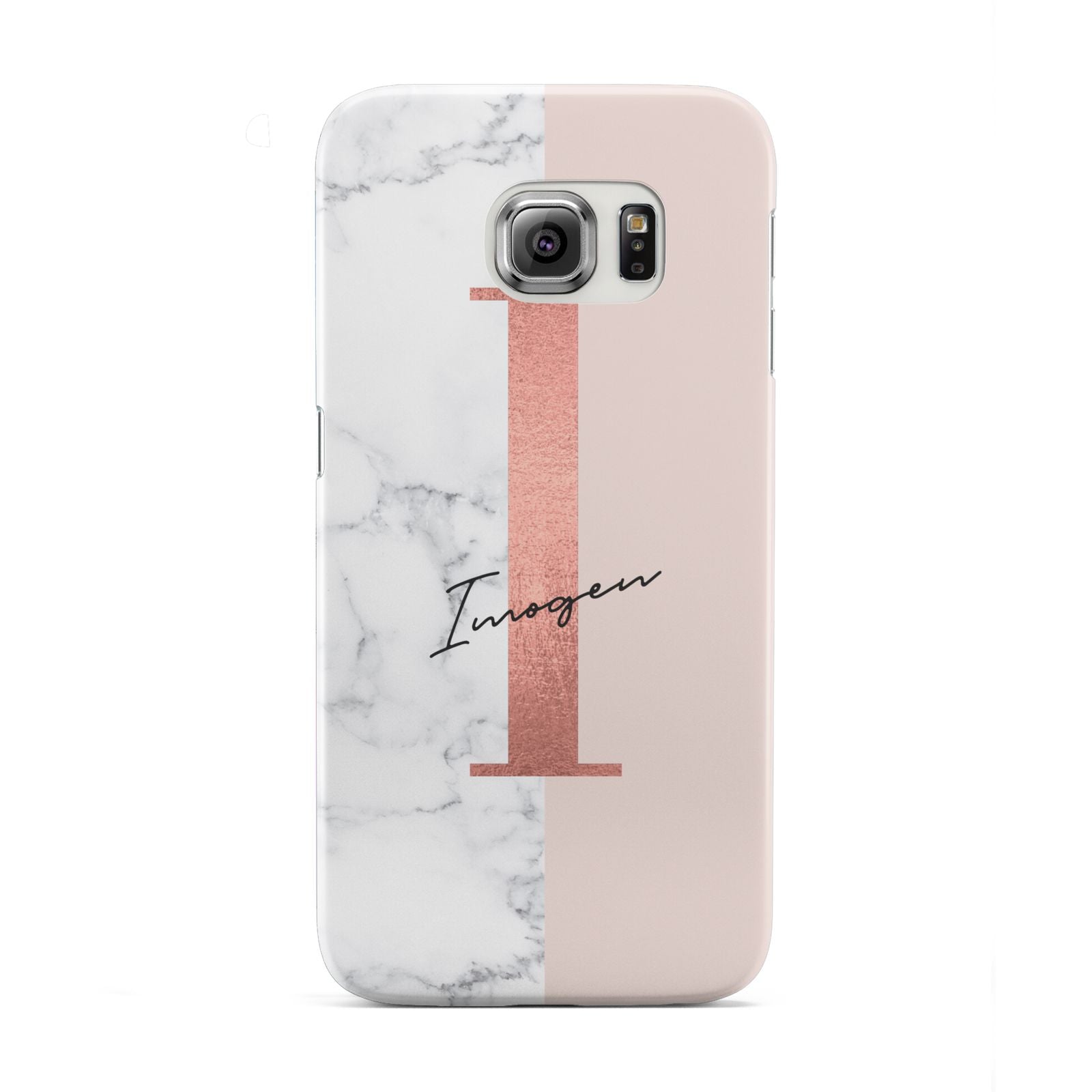 Monogrammed Rose Gold Marble Samsung Galaxy S6 Edge Case