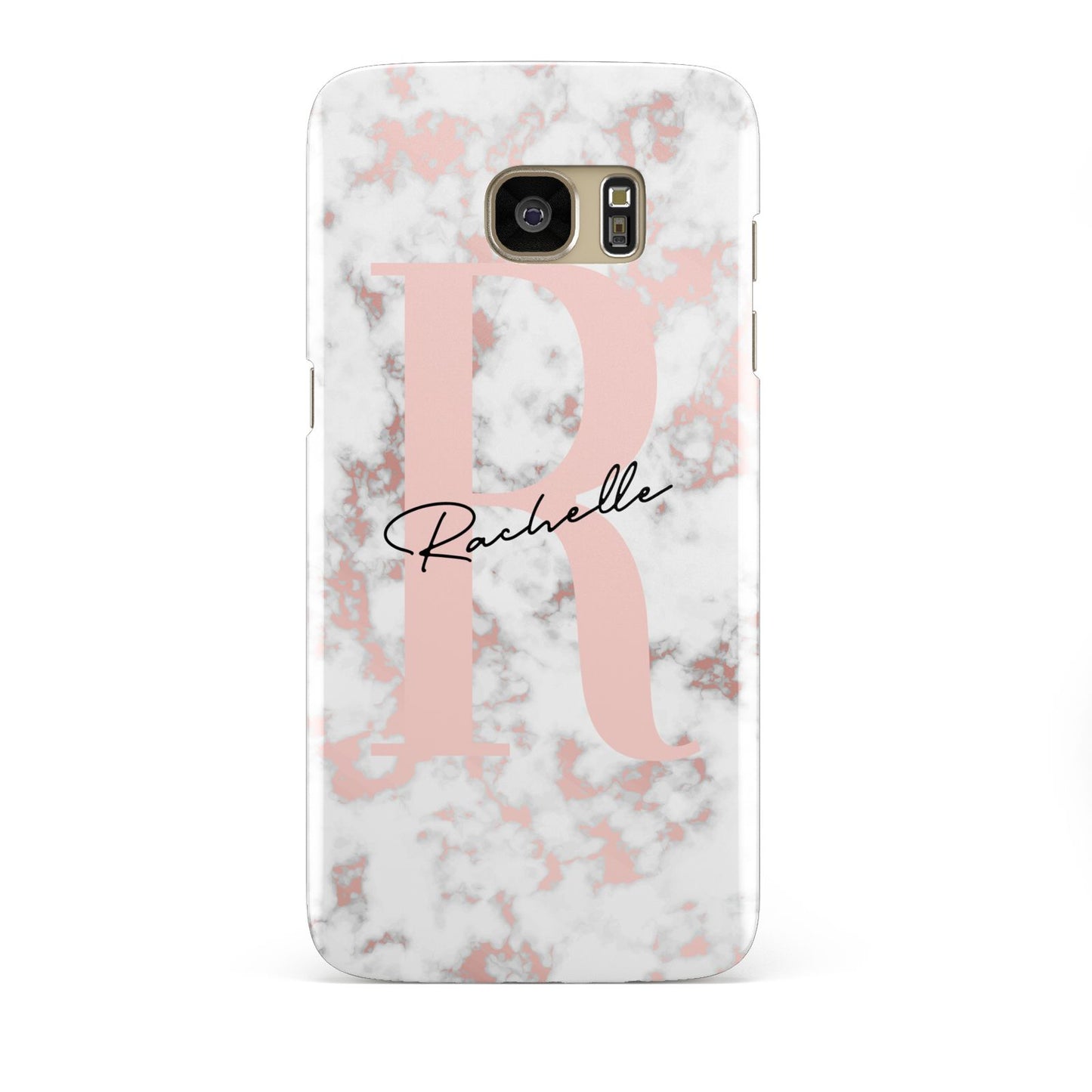 Monogrammed Rose Gold Marble Samsung Galaxy S7 Edge Case