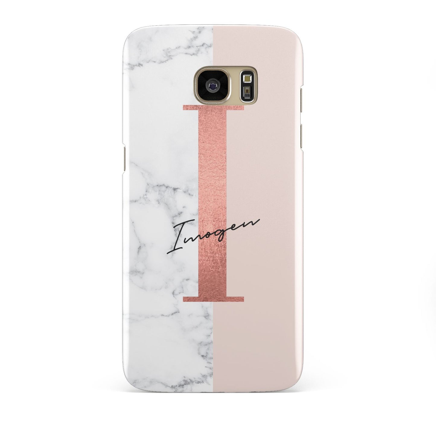 Monogrammed Rose Gold Marble Samsung Galaxy S7 Edge Case