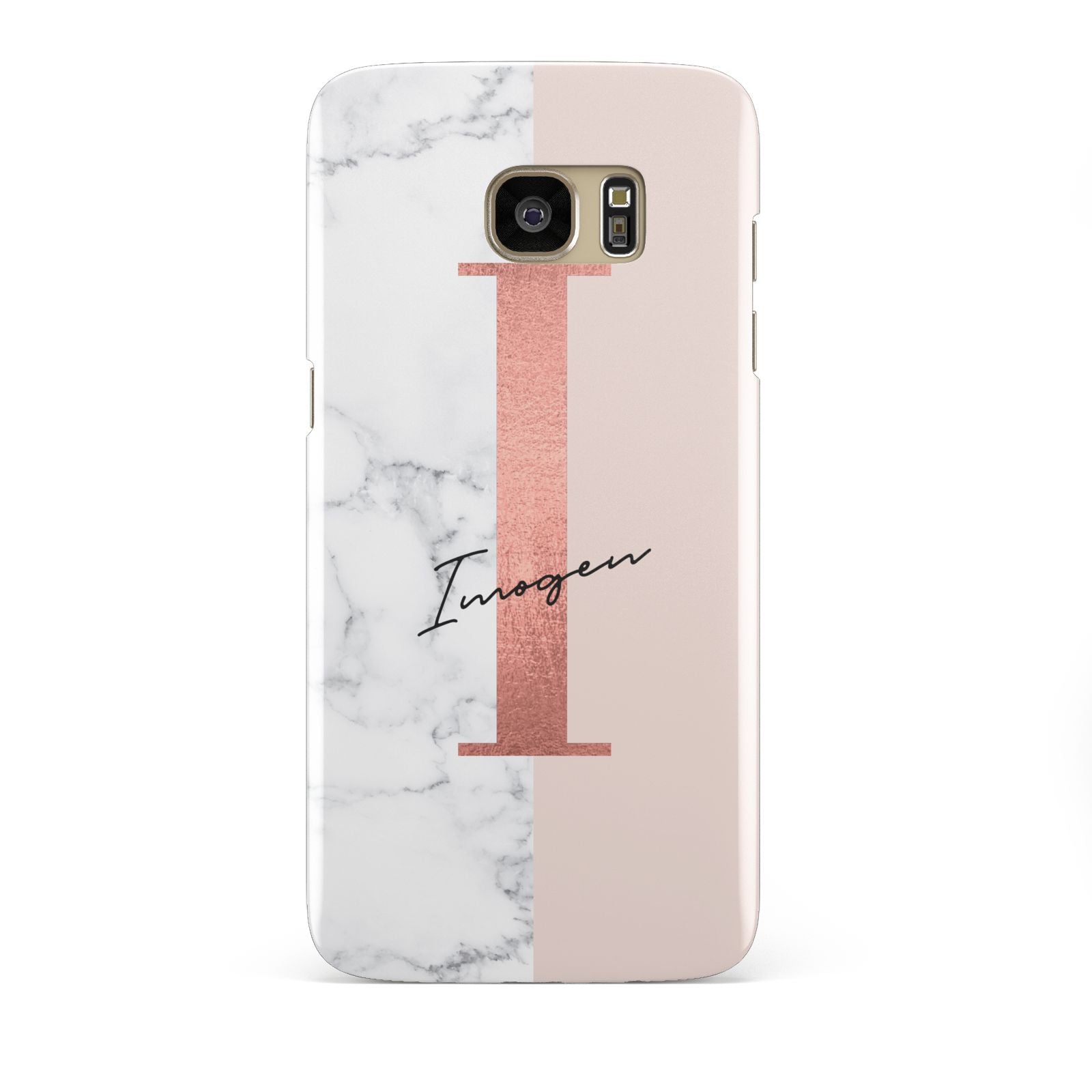Monogrammed Rose Gold Marble Samsung Galaxy S7 Edge Case