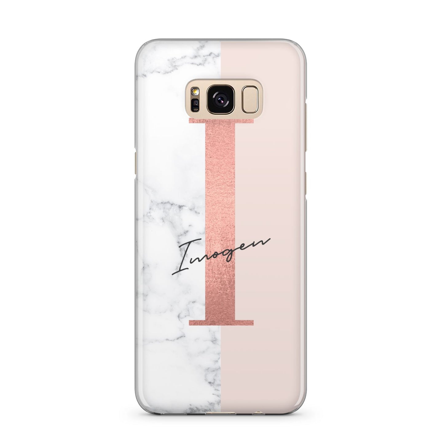 Monogrammed Rose Gold Marble Samsung Galaxy S8 Plus Case